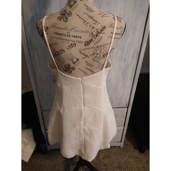 GB V Neck Sleeveless flared Bottom dress white Beachy Boho Cottage Core - Picture 7 of 11